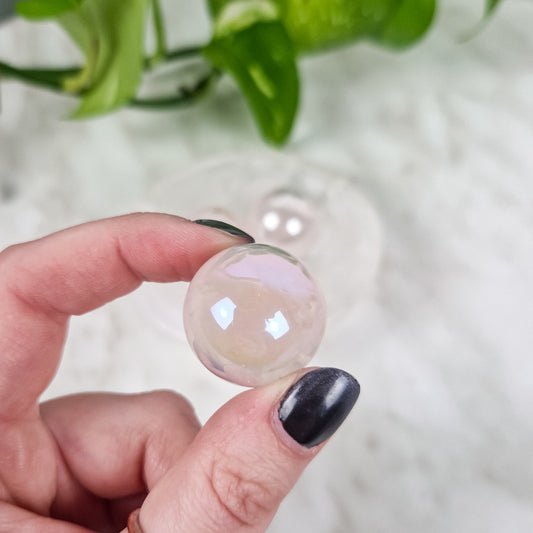 Aura Rosenquarz Mini Kugel