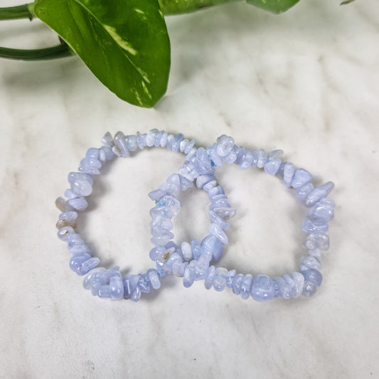 Blauer Chalcedon Splitterarmband